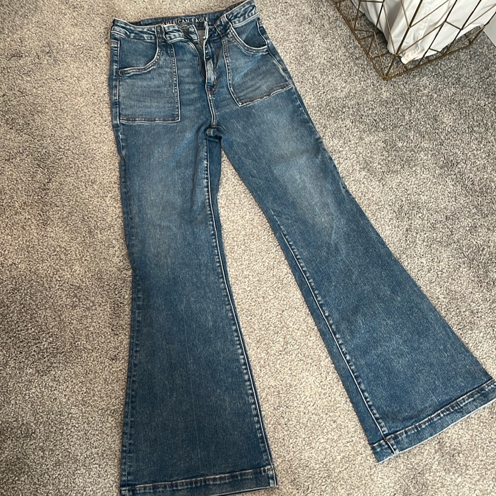 American Eagle next level stretch super high-rise flare jeans. Size 8.
